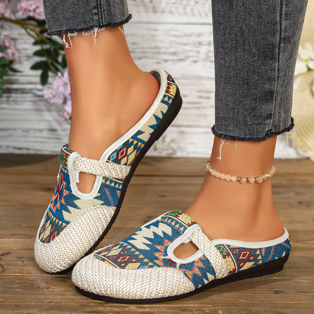 Damen komfortable und modische Clogs mit buntem Jacquard-Muster R&B
