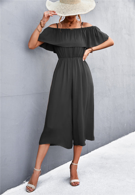 Damen eleganter Jumpsuit mit Off-Shoulder Design und lässigem Schnitt R&B
