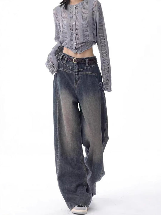 Damen Oversized Jeans mit lässigem Schnitt und hoher Taille R&B
