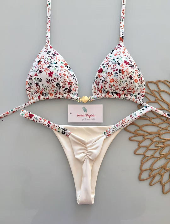 Damen Triangel-Bikini mit frischem Melonenmuster R&B