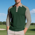 Herren langärmliges Polo-Shirt mit sportlichem Schnitt und atmungsaktiver Technologie R&B