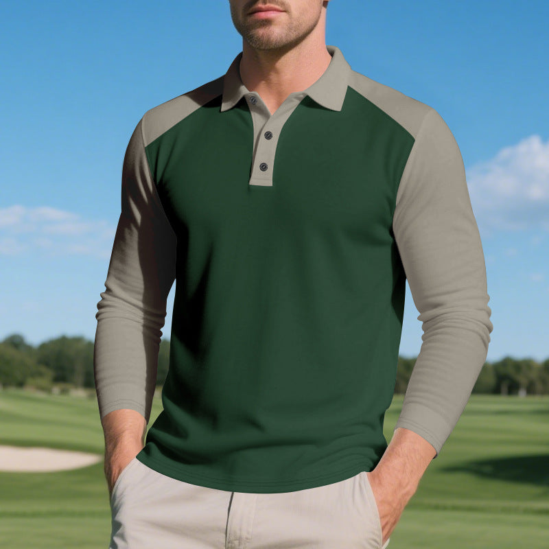Herren langärmliges Polo-Shirt mit sportlichem Schnitt und atmungsaktiver Technologie R&B