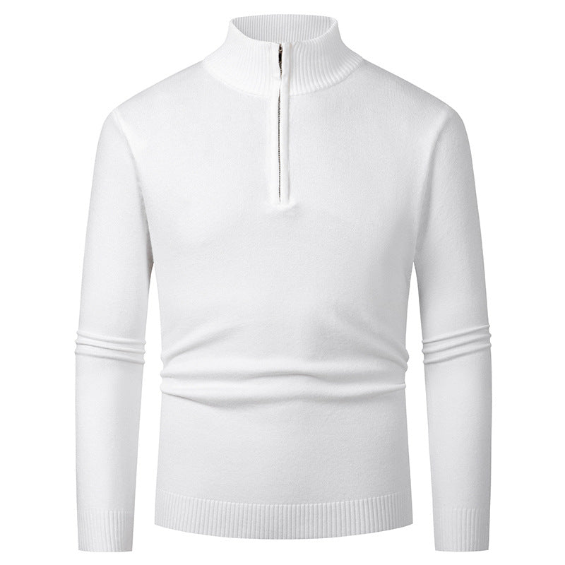 Herren Pullover mit halbem Reißverschluss und modernem Stehkragen R&B
