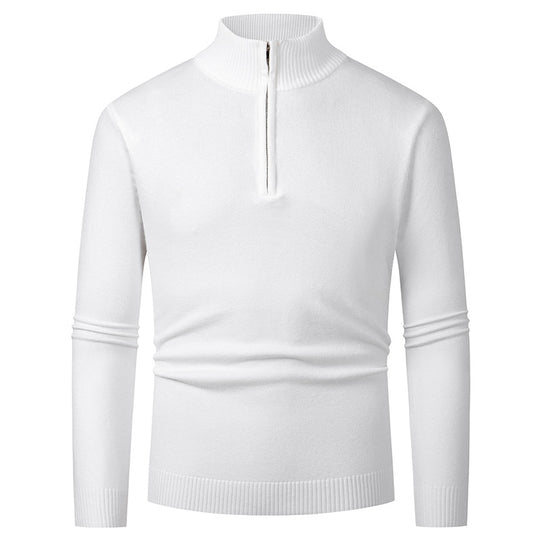 Herren Pullover mit halbem Reißverschluss und modernem Stehkragen R&B