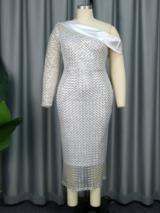 Damen Glamouröses Abendkleid mit asymmetrischem Ausschnitt R&B