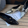 Damen elegante Ballerinas mit goldenen Akzenten und komfortablem Riemchen