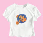 Damen Crop-T-Shirt mit fruchtigem Design und lässigem Schnitt R&B
