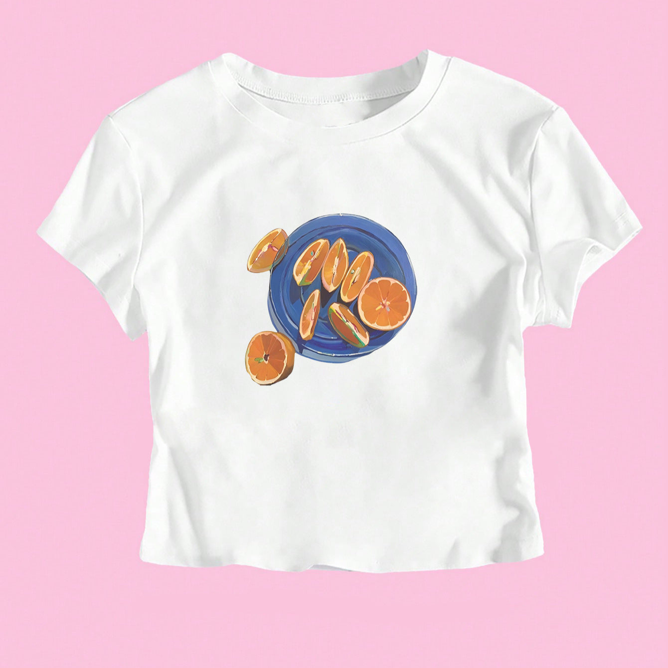 Damen Crop-T-Shirt mit fruchtigem Design und lässigem Schnitt R&B