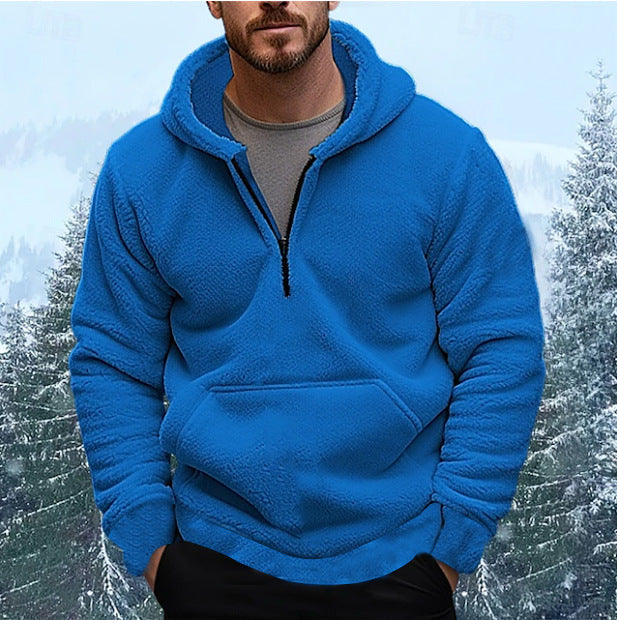 Herren Kuscheliger Fleece-Hoodie mit halblangem Reißverschluss R&B