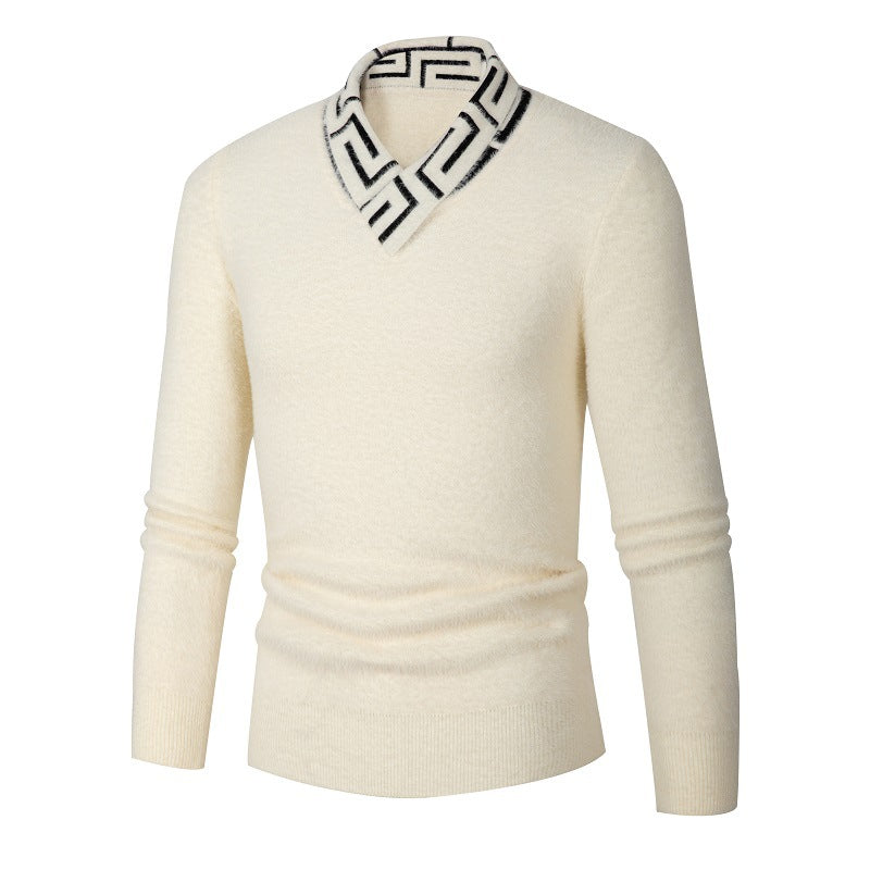 Herren modischer Pullover mit schickem Stehkragen und strukturiertem Design R&B