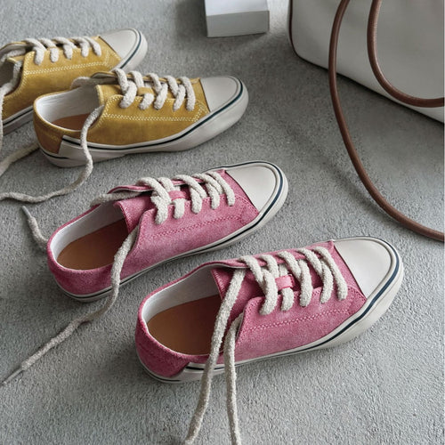 Damen Freizeit-Sneaker mit weichem Veloursleder und dicker Schnürung R&B