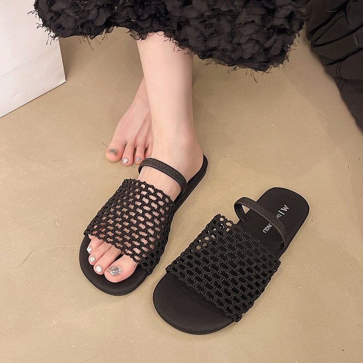 Damen offene Mules mit dekorativem Netzdesign R&B
