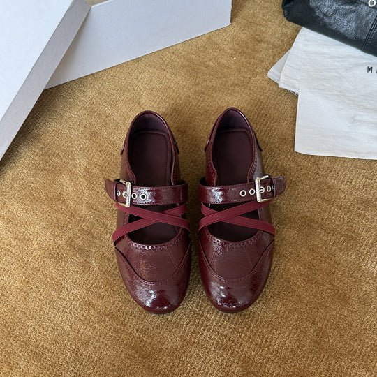 Damen Bequeme Ballerinas mit verstellbarem Riemchen und modischem Metallic-Finish R&B