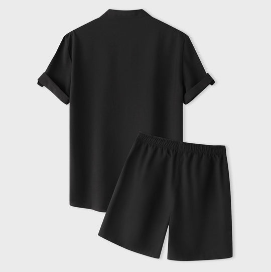 Damen Kurzarm Pyjama-Set aus atmungsaktivem Stoff mit elastischem Bund R&B