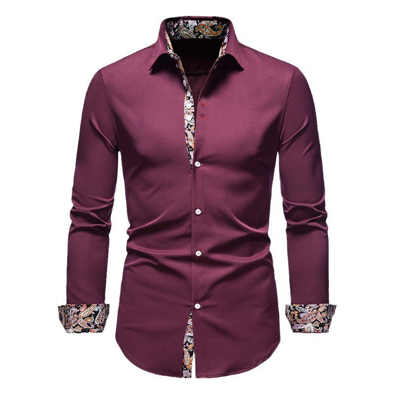 Herren Langarmhemd mit modernem Paisley-Muster und exklusiven Details R&B