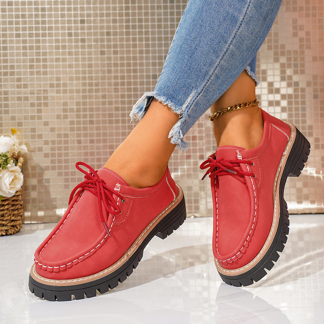 Damen robuste Mokassins mit rutschfester Profilsohle und handgenähtem Design R&B