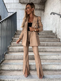 Damen eleganter und stylischer Blazer mit hoher Taille und Schlitz R&B