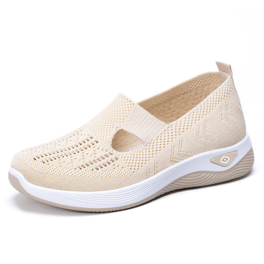 Damen Komfortable und luftige Slip-On Sneakers mit Strickoberfläche R&B