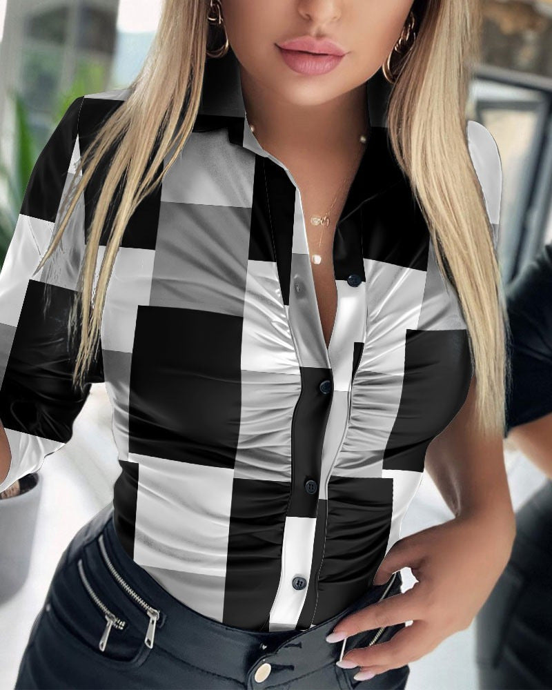 Damen modisches Denim-Oberteil mit kreativen Patchwork-Mustern R&B