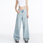 Damen weite Jeans im lässigen Stil mit hohem Bund und komfortablem Schnitt R&B