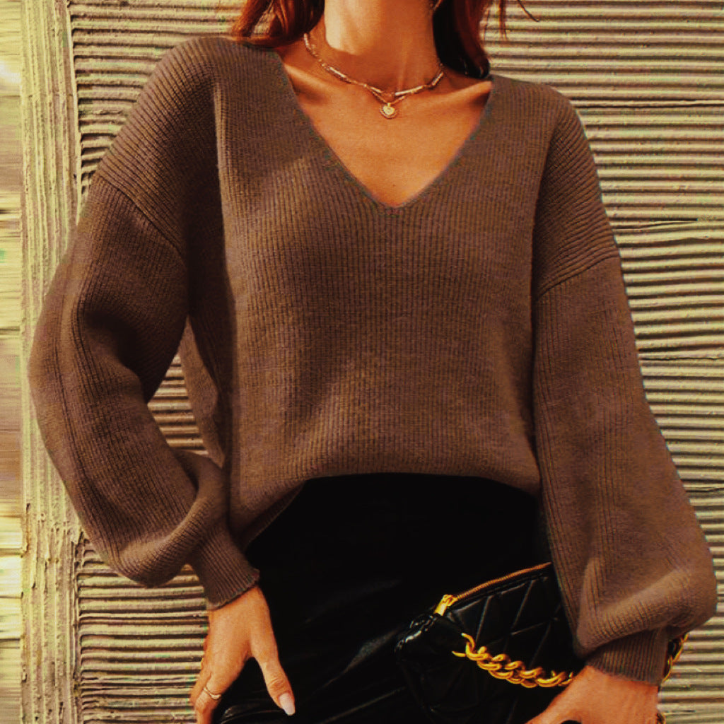Damen V-Ausschnitt Pullover R&B