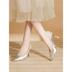 Damen Slingback High Heel Schuhe aus glänzendem Silber R&B