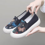 Damen Slip-On Schuhe mit buntem Schmetterlingsmuster und rutschfester Sohle R&B