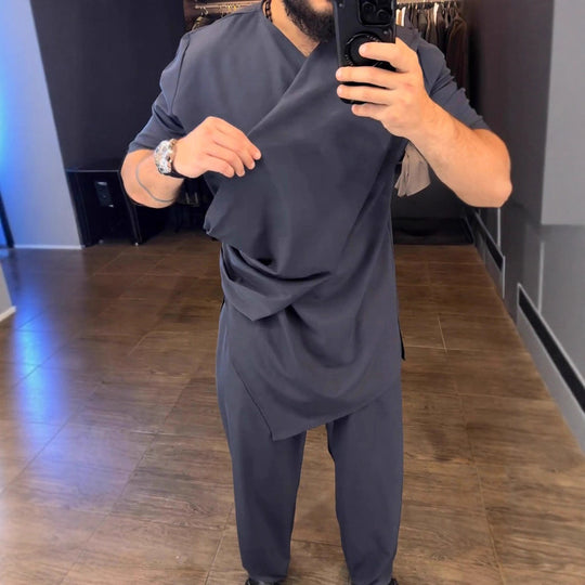 Herren Asymmetrisches Tunika-Shirt mit drapiertem Design R&B