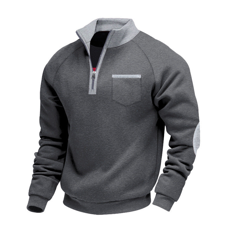 Herren modischer Kapuzenpullover mit Reißverschluss und praktischer Brusttasche R&B