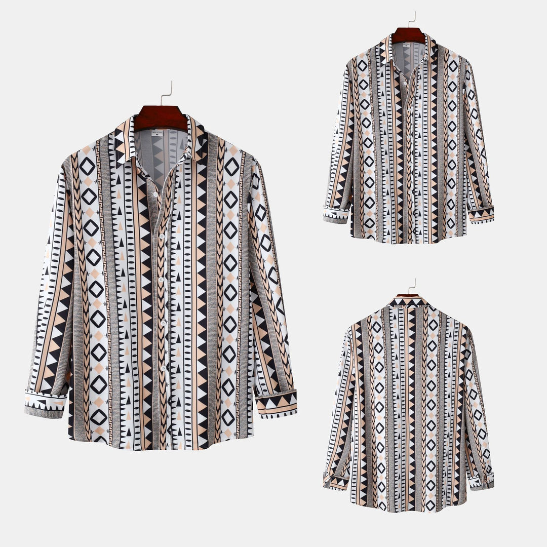 Herren Langarmhemd mit trendigem Geometrie-Design R&B