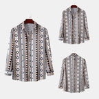 Herren Langarmhemd mit trendigem Geometrie-Design