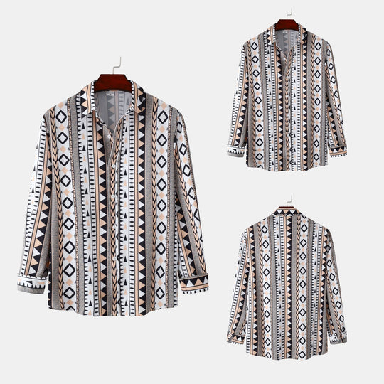 Herren Langarmhemd mit trendigem Geometrie-Design R&B