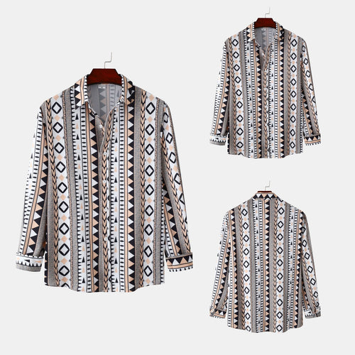 Herren Langarmhemd mit trendigem Geometrie-Design R&B