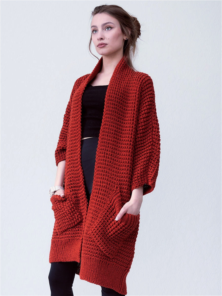 R&B | Strickjacke - Oversized Fit - Offene Vorderseite - Gerippte Kanten - Große Taschen