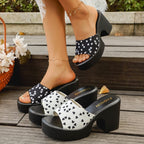 Damen Offene Blockabsatz-Sandalen mit Herzmotiv R&B