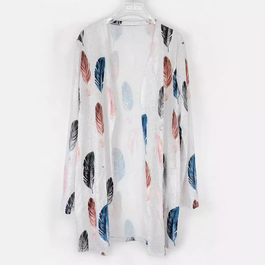 Damen Langer Cardigan mit floralem Muster und praktischen Taschen R&B