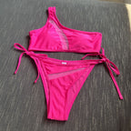 Damen Sportlicher Triangel-Bikini mit asymmetrischem Oberteil R&B
