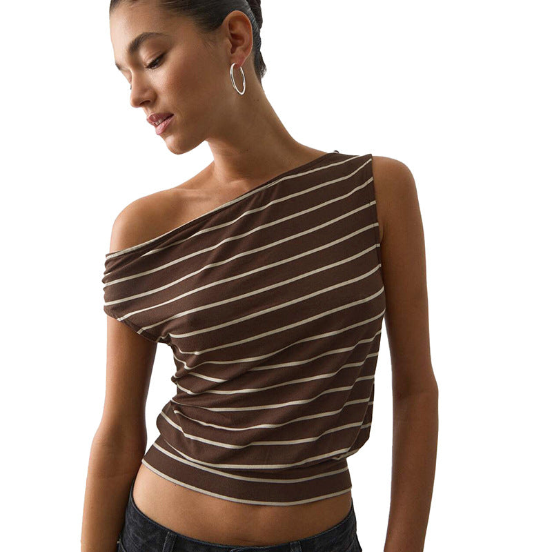 Damen asymmetrisches Langarmshirt mit modischem Streifenmuster und eleganten Cut-Out-Details R&B