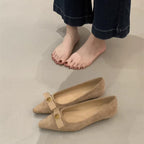 Damen stilvolle Ballerinas mit einzigartigem Schleifenakzent und hochwertiger Wildlederoberfläche R&B