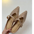 Damen elegante und glamouröse Mules mit Strassverzierungen R&B