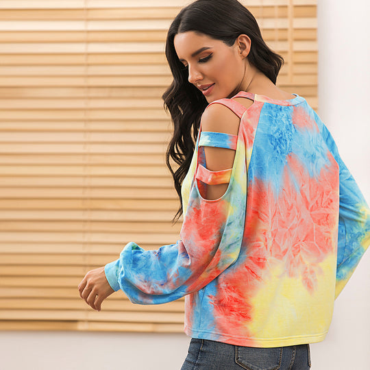 Damen lässiger Kapuzenpullover mit modischem Tie-Dye-Muster R&B