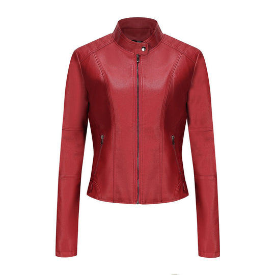 Damen Kunstlederjacke mit Reißverschlusstaschen