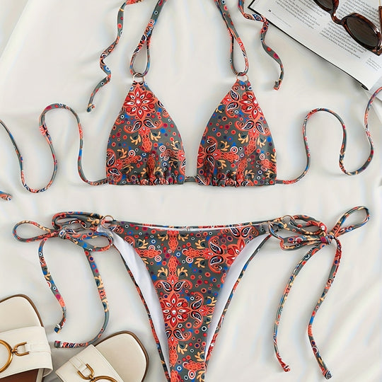 Damen Bikiniset mit verstellbaren Trägern und modernen Schnürdetails R&B