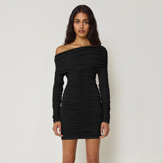 Damen Off-Shoulder Minikleid mit raffinierten Rüschendetails R&B