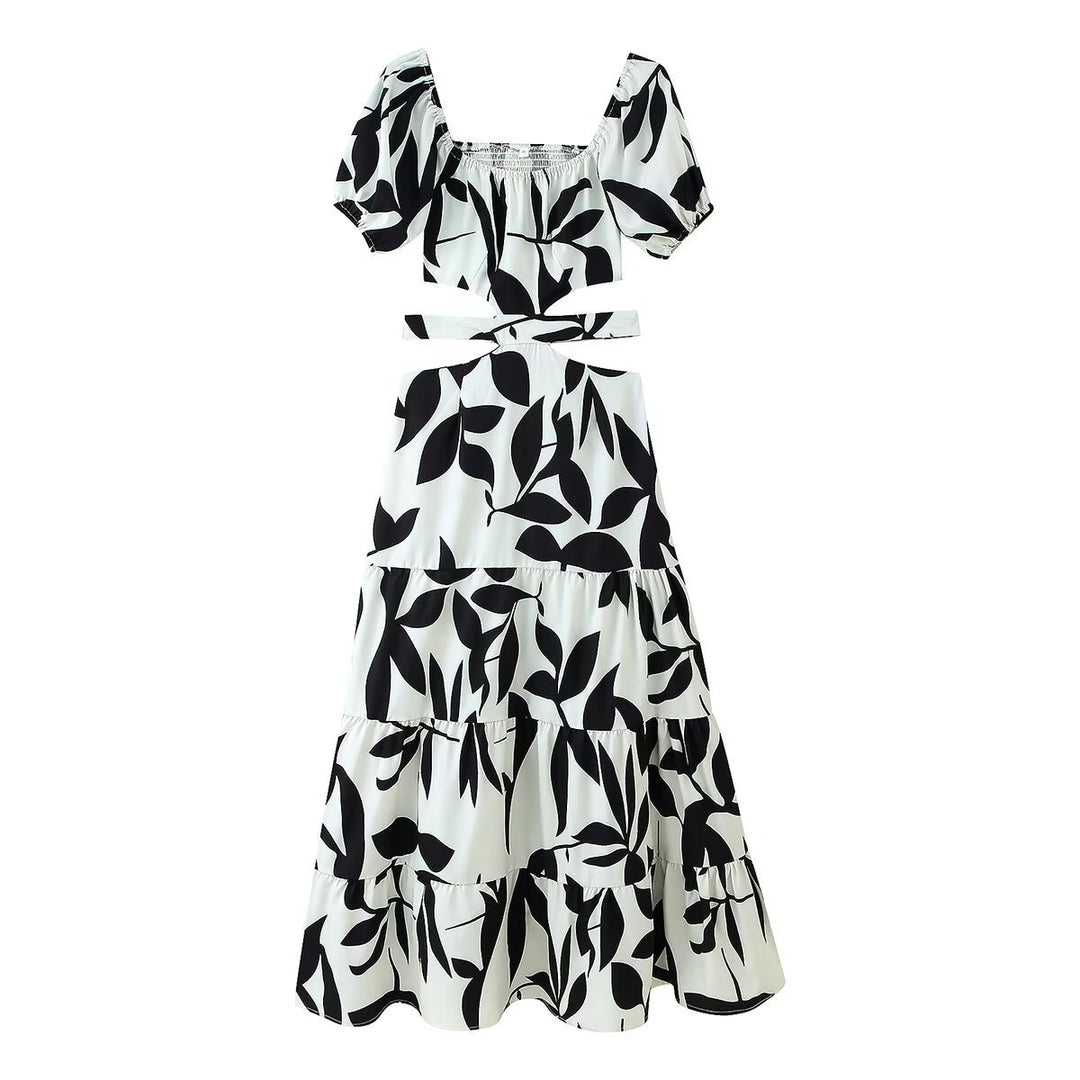 Damen Maxikleid mit floralem Cut-Out und Rüschendetails R&B