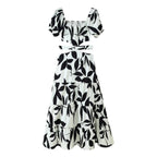 Damen Maxikleid mit floralem Cut-Out und Rüschendetails R&B