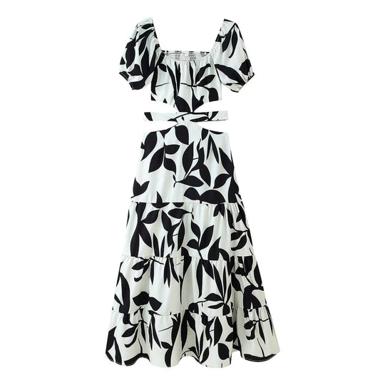 Damen Maxikleid mit floralem Cut-Out und Rüschendetails R&B