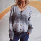 Damen Strickjacke mit luxuriösem Mohair-Material und modischen Herzknöpfen R&B