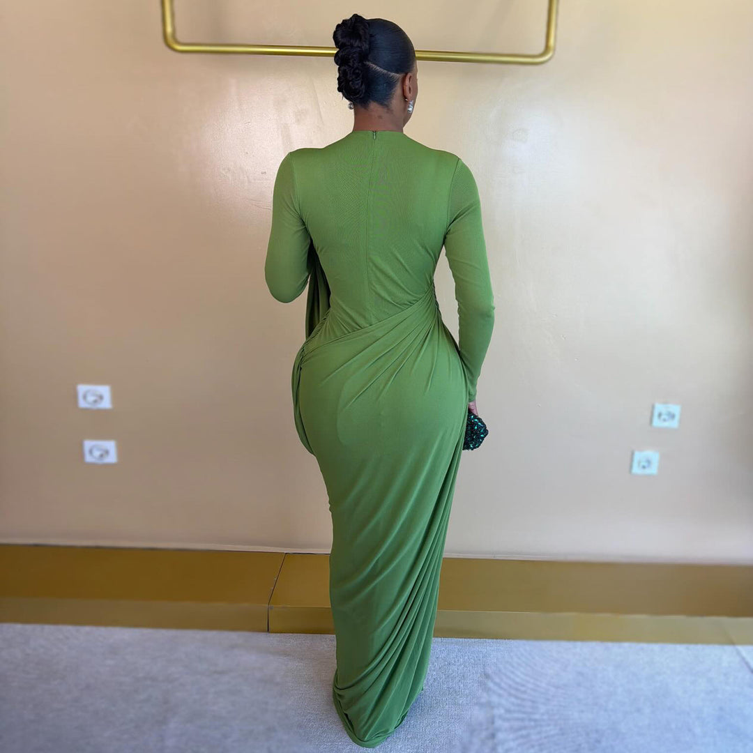 Damen Maxikleid mit innovativem Drapé und figurbetontem Schnitt R&B