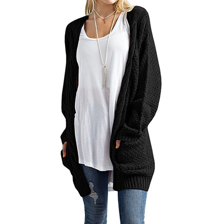 Damen Strickjacke mit Taschen und detailreicher Zopfmusterstruktur R&B